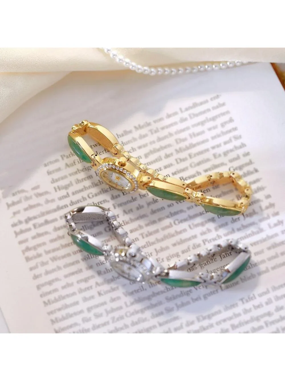 Women's Silver Gold-Tone Bracelet Small Oval Face Vintage Dress Wrist Watches
